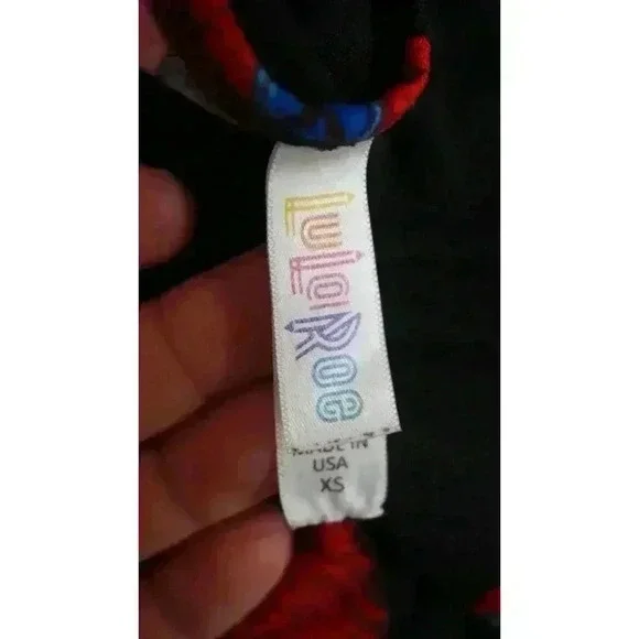 LuLaRoe Carly Dress - Black with Red and Blue Print - Size XS - Picture 5 of 12